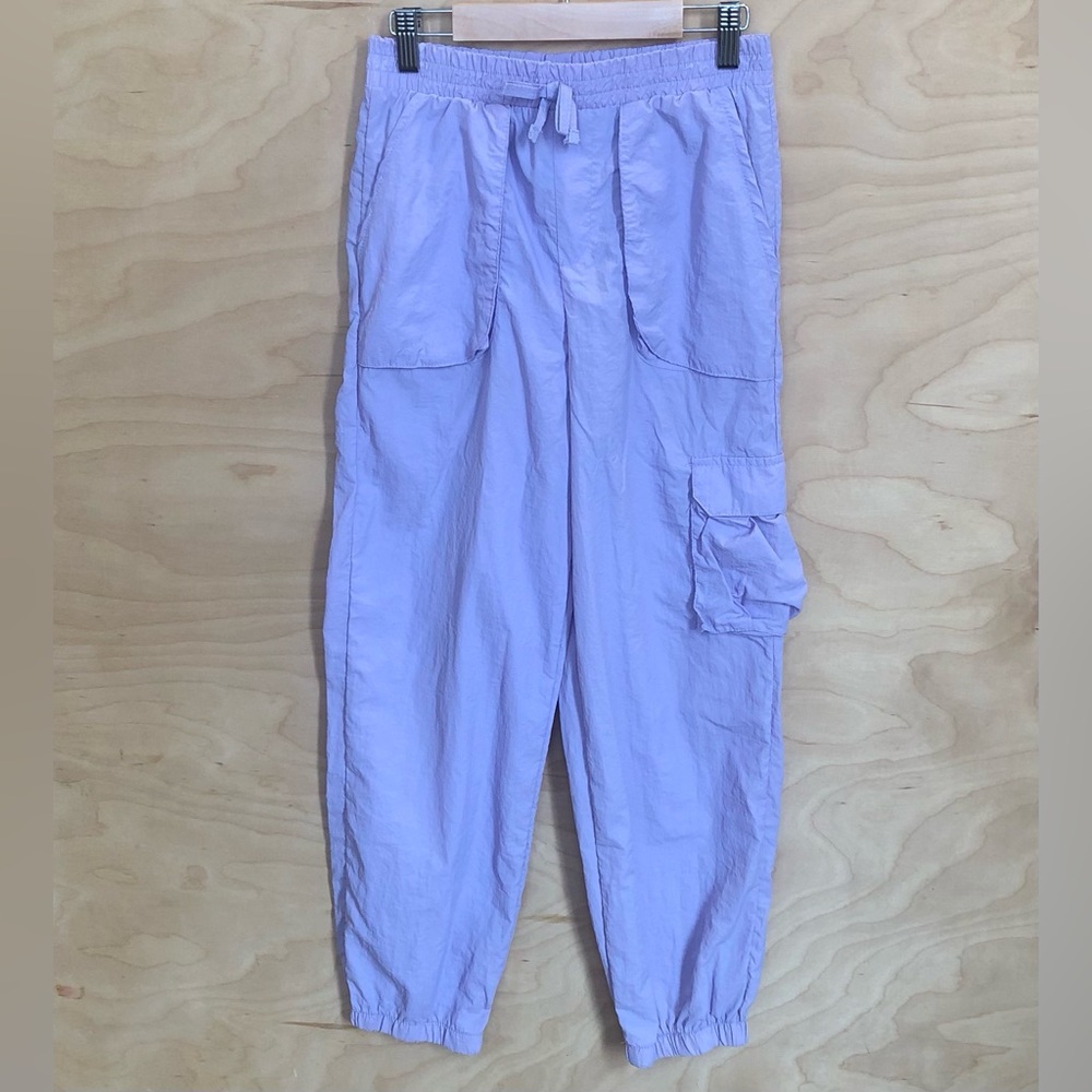 Lavender Elastic Waist Cargo Pants 5 Pockets Nylon Girls Sz M(10).